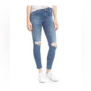AG The Farrah High Waist Ankle Skinny Distress Jeans 13 Year Saltwater